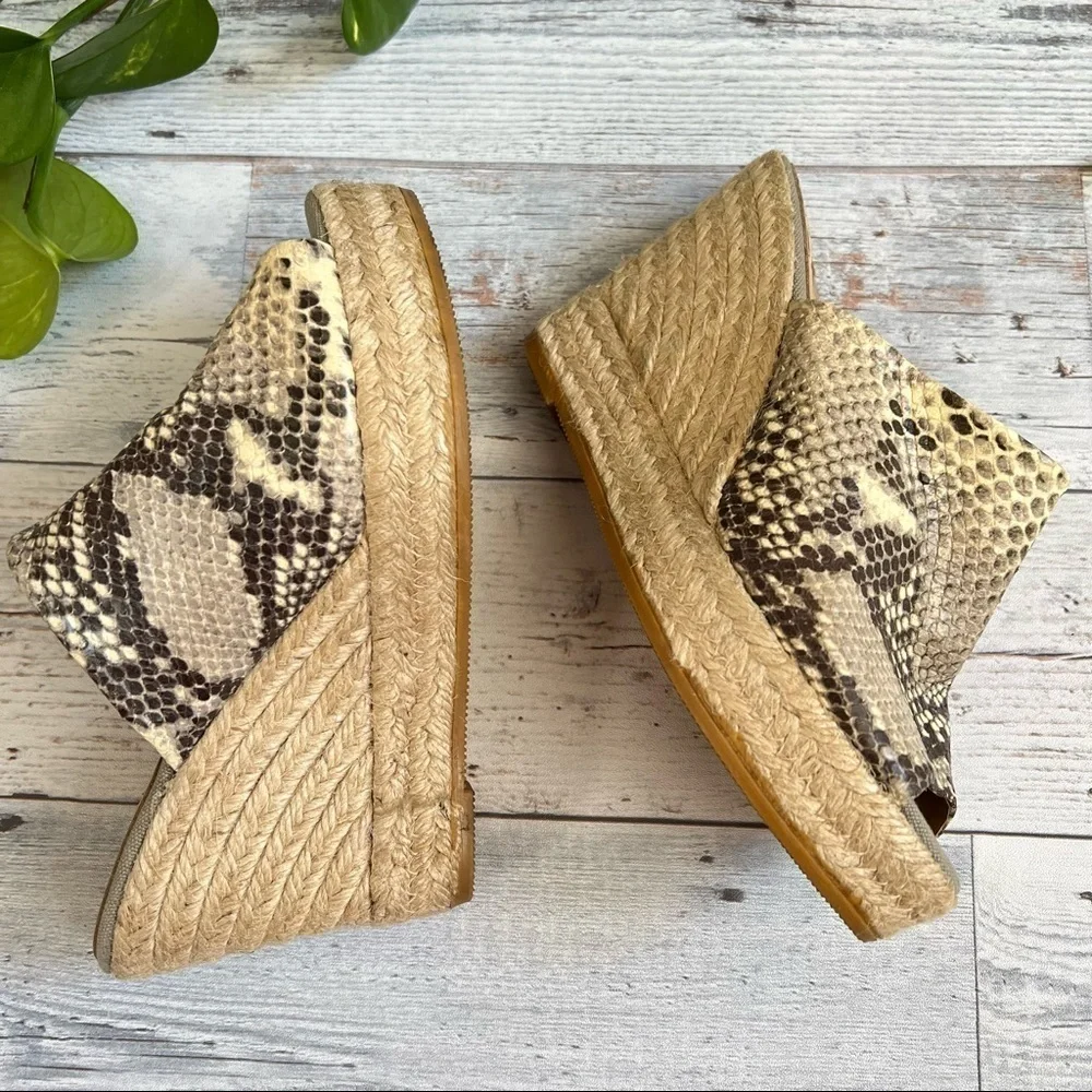Kanna Women’s Snake Skin‎ Wedge Espadrilles Open Toe Shoes Size 36